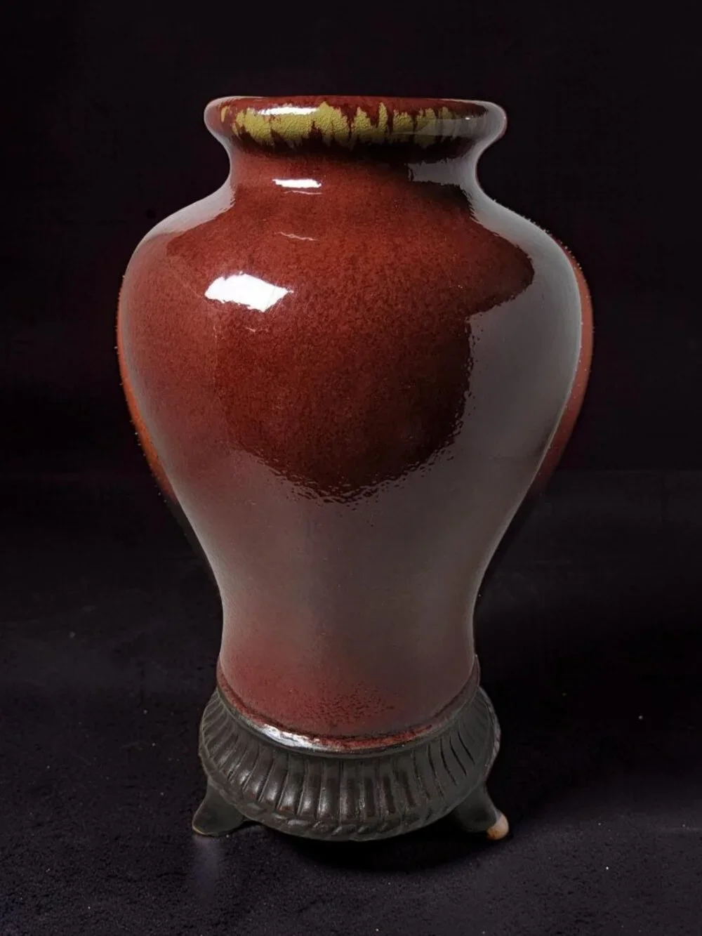 Vintage Repop Chinese porcelain vase with a oxblood red glaze.